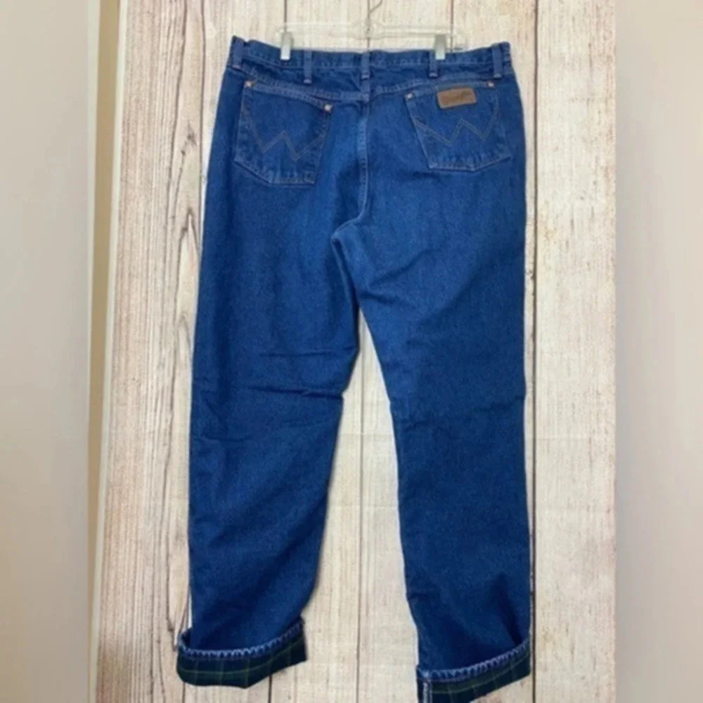 Wrangler Mens Regular Fit Plaid lined Jeans Size 40X34